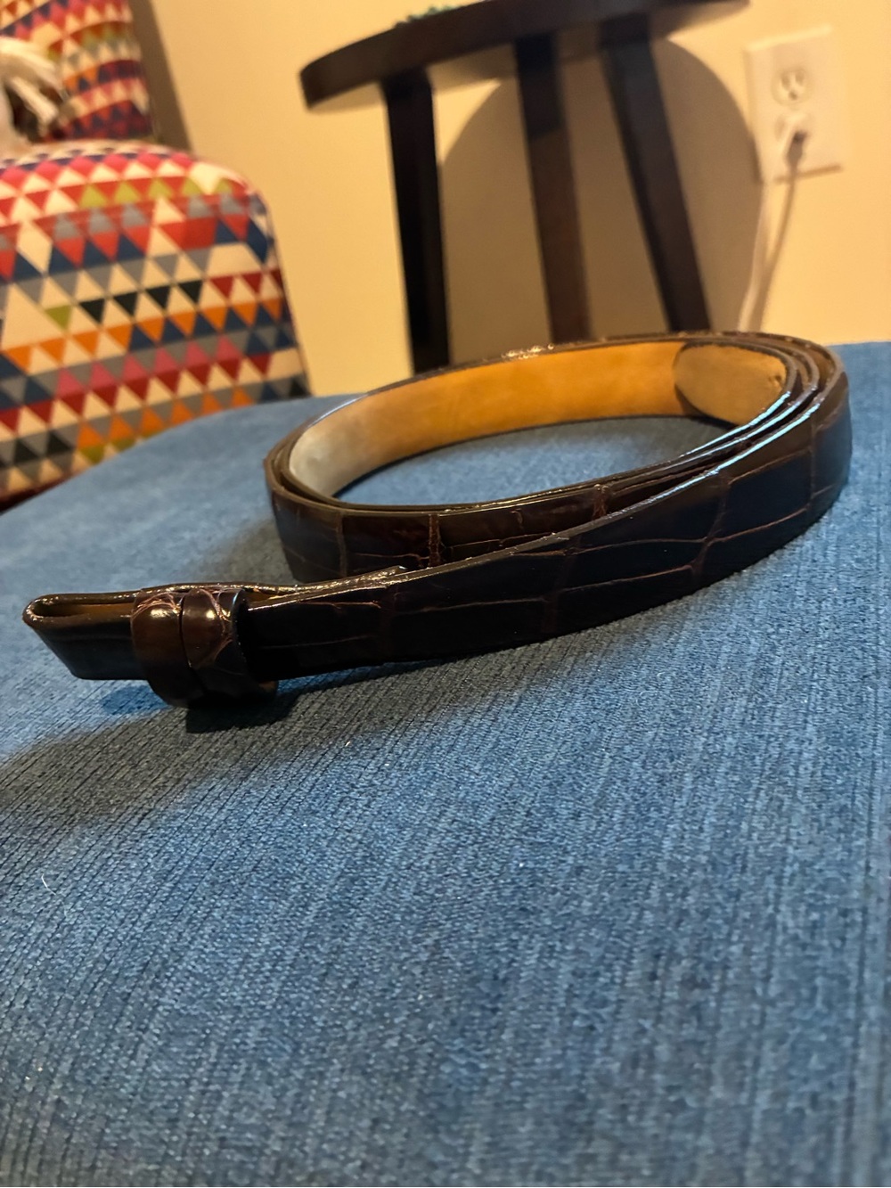 Paul Stewart brown alligator belt size 42 no buckle